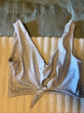 Imagine Perry Light grey Dot Tie-Front Swim Top
